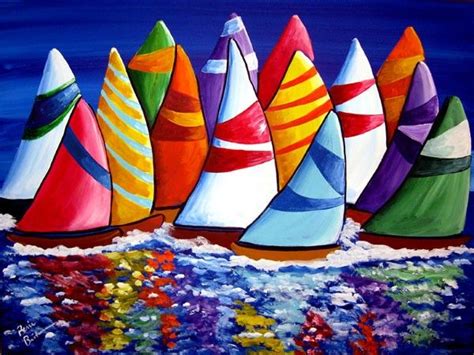 Sailing Sailboats ~ By Renie Britenbucher Folk Art Painting Art