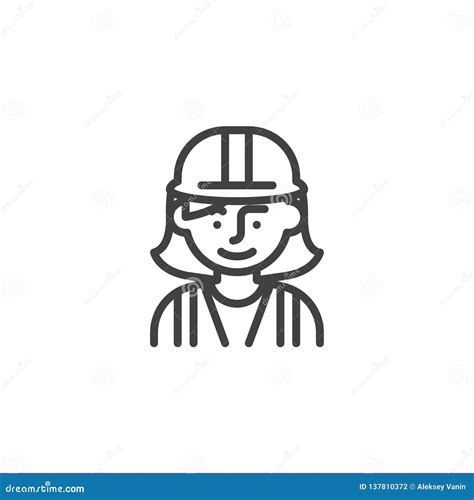 Woman Construction Worker Line Icon Stock Vector Illustration Of