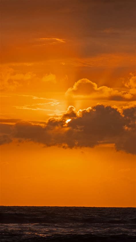 Download Wallpaper 1350x2400 Sky Sunset Clouds Sea Horizon Iphone 8