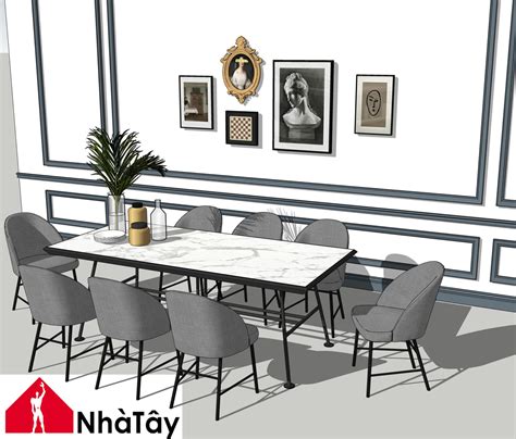 4831 Dining Table And Chair Sketchup Model Free Download