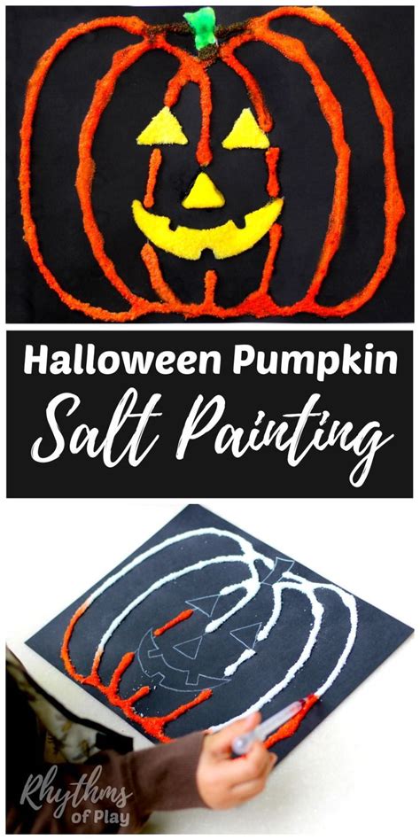 Halloween Pumpkin Salt Painting For Kids Kids Art Projects Halloween