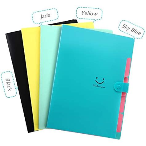 4 Pack Expanding File Folder Skydue 5 Pockets Accordion Document A4