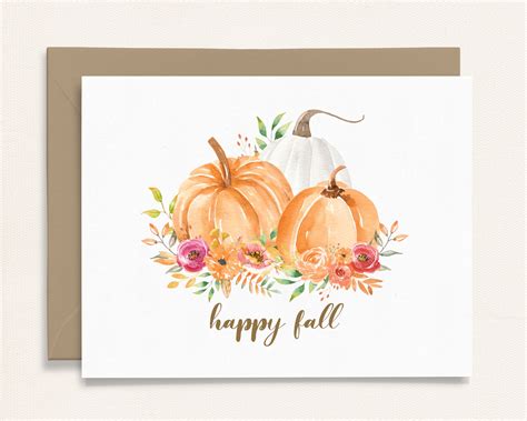 Happy Fall Pumpkin Greeting Card Set 8 Blank Cards With Etsy