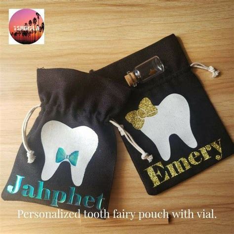 Tooth Fairy Tooth Holder Pouches Includes Vial Personalized Etsy