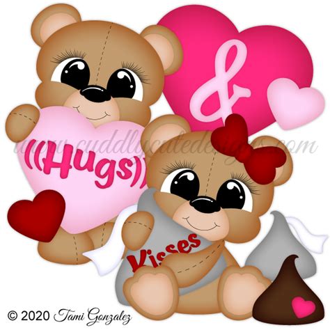 Hugs And Kisses Bears Valentines Door Hanger Valentines Day Bears