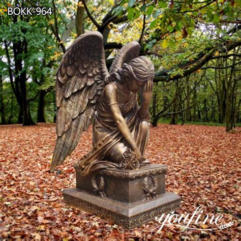Custom Life Size Kneeling Angel Bronze Statue For Sale Bokk 964