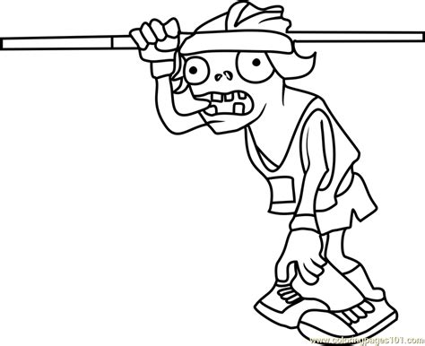 Zombies coloring pages for kids. Pole Vaulting Zombie Coloring Page - Free Plants vs. Zombies Coloring Pages : ColoringPages101.com