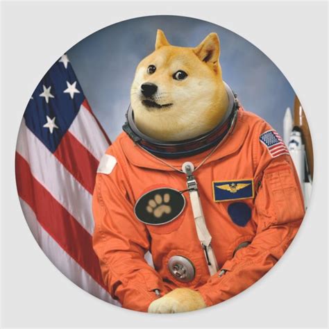 Astronaut Dog Doge Shibe Doge Memes Classic Round Sticker