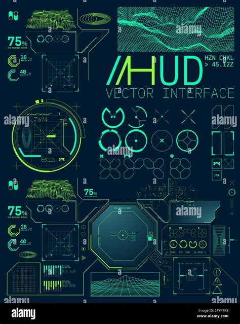 Futuristic Cyberpunk User Interface HUD Display Elements Kit Set