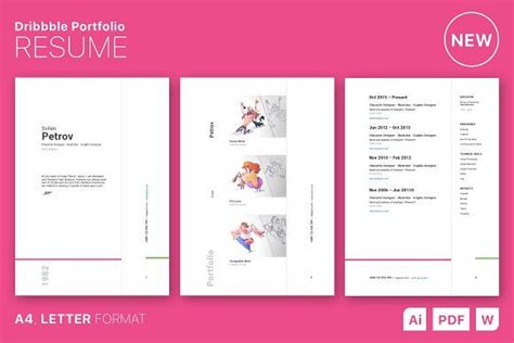 Dribbble Portfolio Resume By Spovv On Creativemarket Resume Design