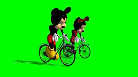 Mickey And Minnie Mouse Travel By Bicycle Green Screen Effect Youtube