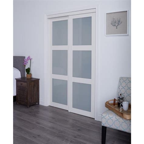 Truporte 72 In X 80 In 2030 Series Off White 3 Lite Tempered Frosted Glass Composite Interior