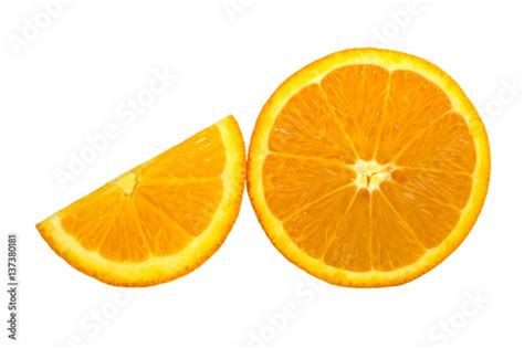 Half And Slice Of Orange Isolated On White Background Stock Photo
