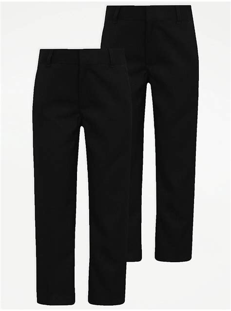 Boys Black Slim Fit Slim Leg School Trouser 2 Pack School George At