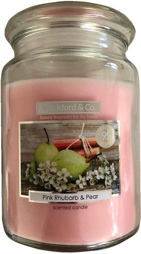 Wickford And Co Large Scented Candle In Glass Jar 15cm 450g Rhubarb