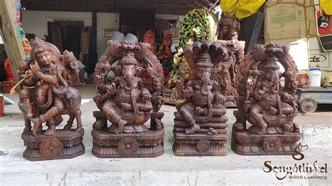 Hindu Gods Wood Figures And Sculptures At Thammampatti Youtube