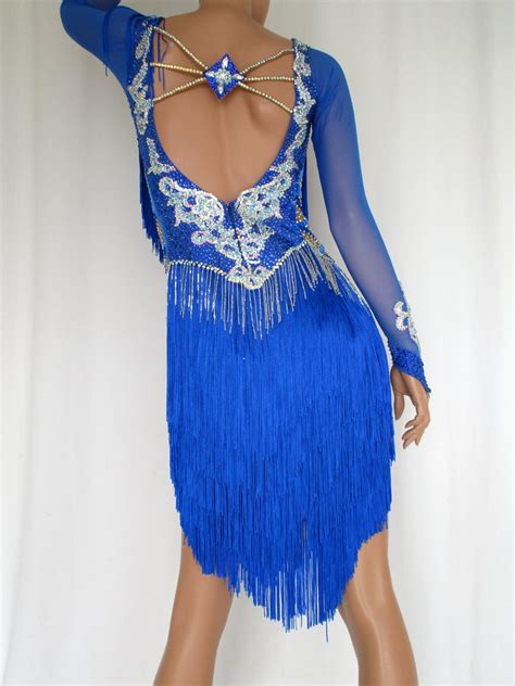 Blue And Silver Fringe Latinsalsa Dance Dress Etsy