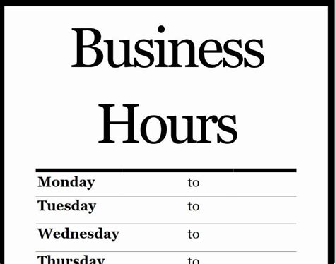 Business Hours Sign Template Free Elegant Best 25 Business Hours Sign