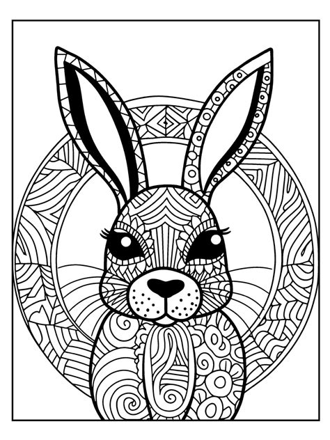 Rabbit Mandala Coloring Page Printable Coloring Page Animal Etsy