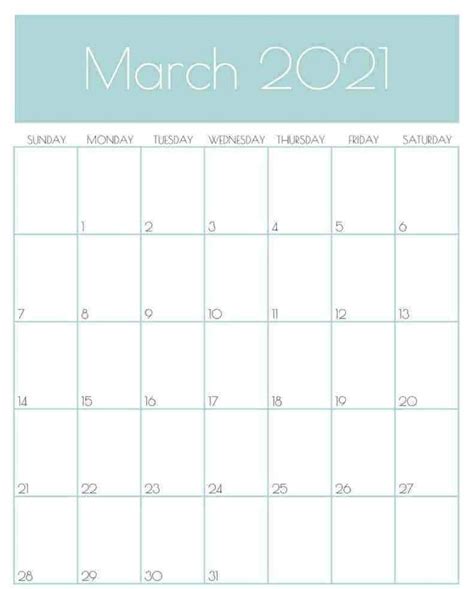 The March 2021 Calendar Is Shown In Blue And White