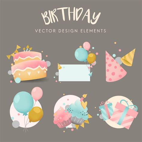 Free Vector Collection Of Colorful Birthday Badge Vectors