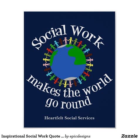 Inspirational Social Work Quote Custom Blue Office Poster Zazzle Social Work Quotes Social