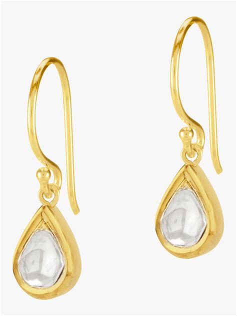 Amrapali Kundan Vintage Diamond Teardrop Drop Earrings In Yellow Gold