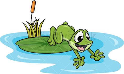 Frog Jumping Into Pond Cartoon Vector Clipart Friendlystock Cartoons Vector Cute Frogs