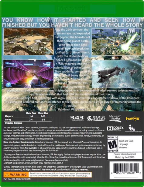 Image Halo Wars The Great War Xbox One Game Back Cover Mpng Halo