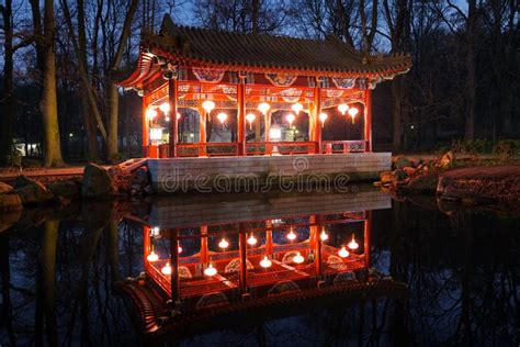 Traditional Chinese Pavilions In Lazienki Park Stock Photo Image Of