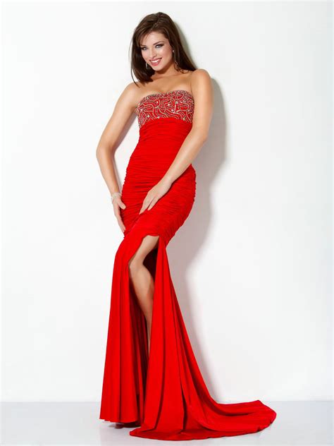 Red Evening Dress Knee Length Style Jeans