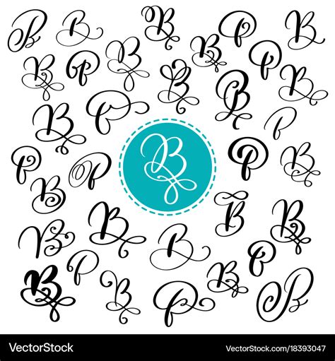 Set of hand drawn calligraphy letter b Royalty Free Vector