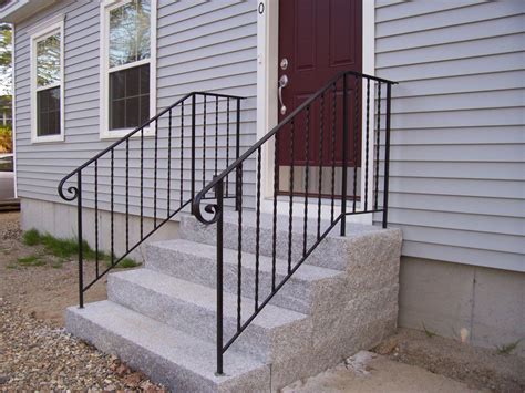 Whether it's up to your front door or out to a back patio, your outdoor steps are used countless times during the day. wrought iron railings | Simple Ribbon Style Wrought Iron ...