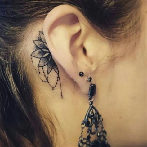 So beautiful and simple behind ear tattoo. | Behind ear tattoos, Behind ...
