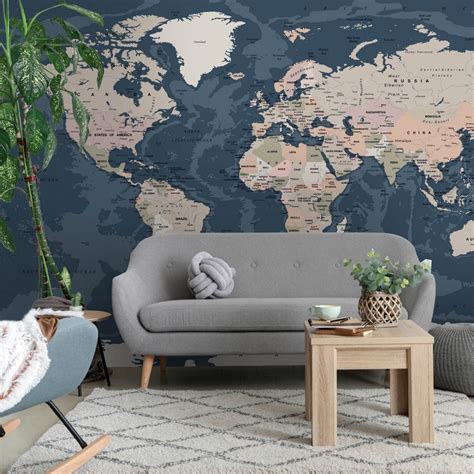 Map Murals For Walls Colored Map