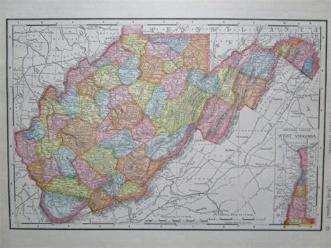 1911 Wv Map Pastel Rand Mcnally West By Originalantiquemaps
