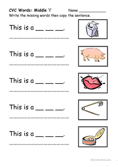 This activity helps to build children's confidence with early literacy skills. CVC work sheet worksheet - Free ESL printable worksheets made by teachers