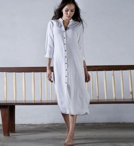 White Linen Shirt Dress Rs 5000 Piece Khara Kapas Id 18437346433