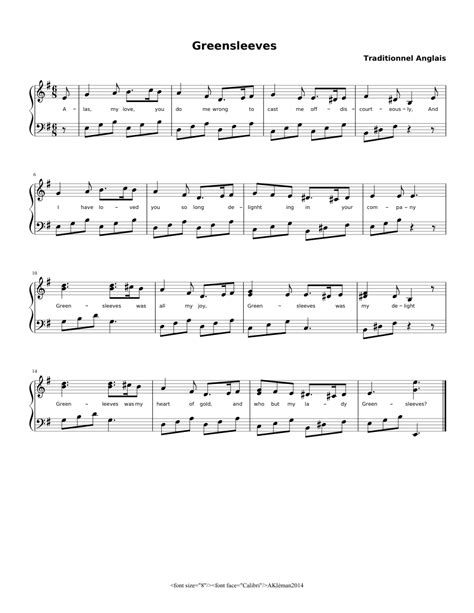 Greensleeves sheet music for piano. Greensleeves Sheet music for Piano | Download free in PDF or MIDI | Musescore.com