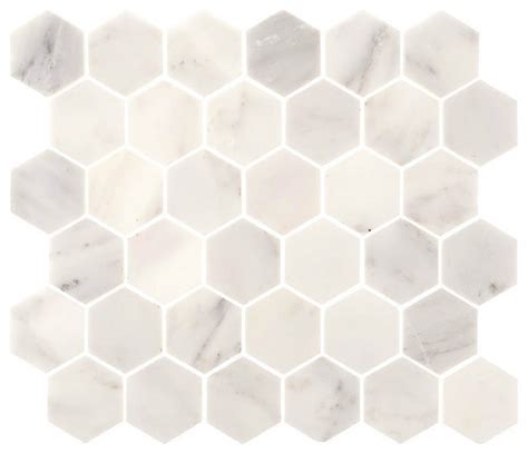 Aspen White Marble Hexagon Tile Polished Finish Sample Contemporary