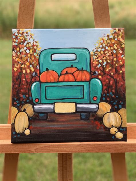 Pumpkin Truck New Online Painting Tutorials Fall Canvas Painting