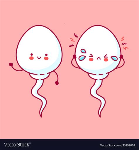 Cute Sad Sick And Happy Funny Sperm Cell Vector Image