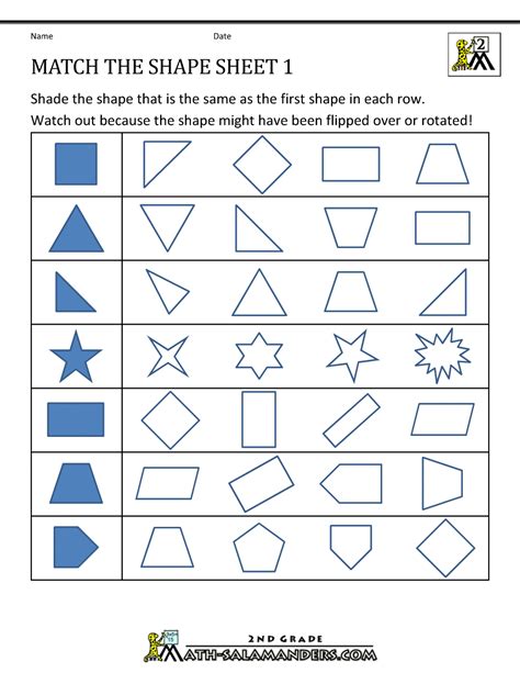 Free Printable Second Grade Geometry Worksheets
