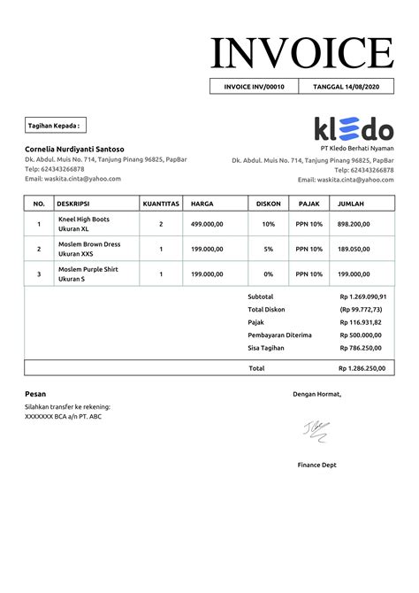 Contoh Invoice Faktur Tagihan Yang Sederhana Beserta Formatnya Vrogue