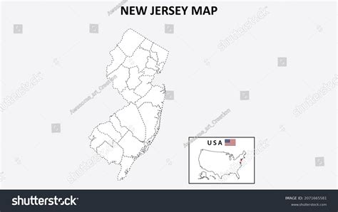 New Jersey Map State District Map Stock Vector Royalty Free