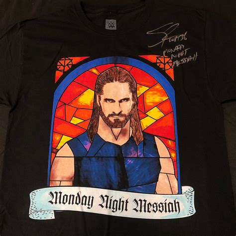 Seth Rollins Signed Monday Night Messiah Authentic T Shirt Wwe Auction