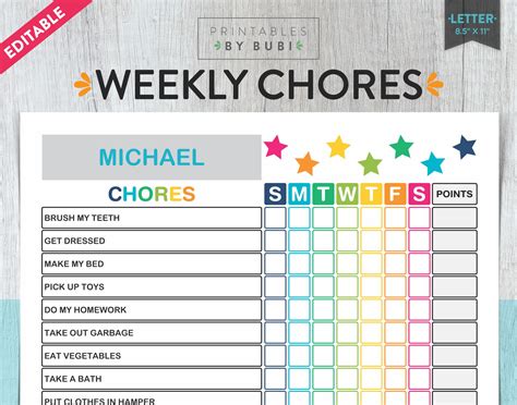 Free Printable Chore Chart Weekly Chores For Kids Mommy Moment
