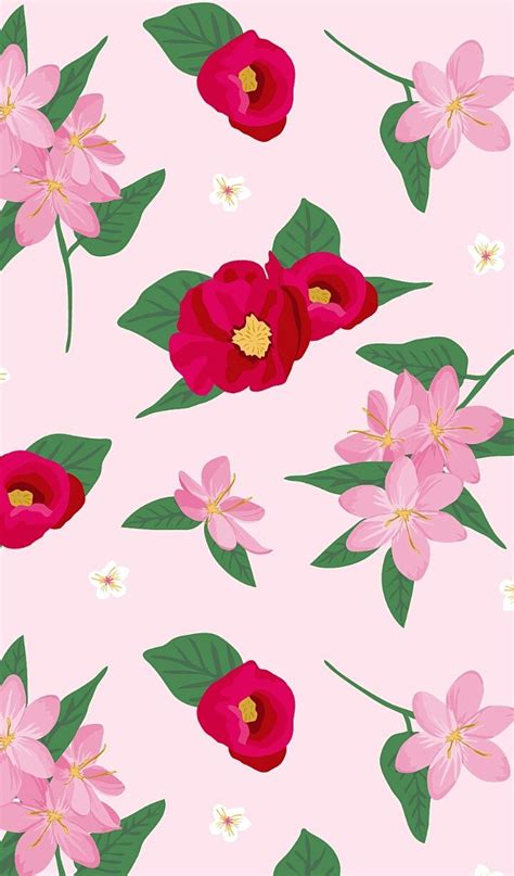 Pink Red Green Watercolour Floral Iphone Wallpaper Phone Background
