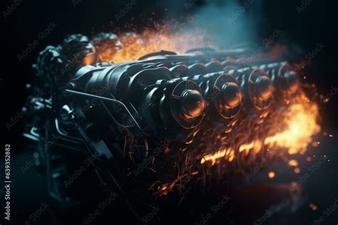 Animated V8 Engine Digital Background Ignition Explosions