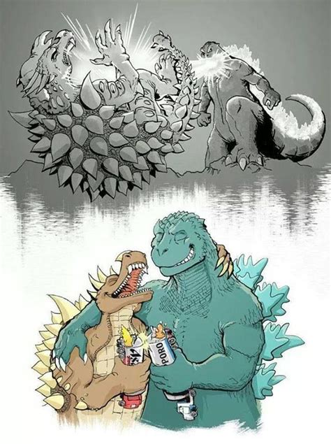 Old Foes Become Friends Godzilla And Anguirus Godzilla Wallpaper